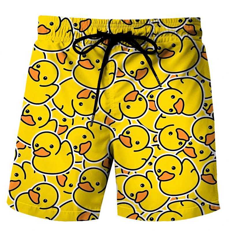 Interesting duck shaped beach shorts for men 3D printed animal board shorts for sports gym swimming relay swimsuit homme cool ice shortsW250410