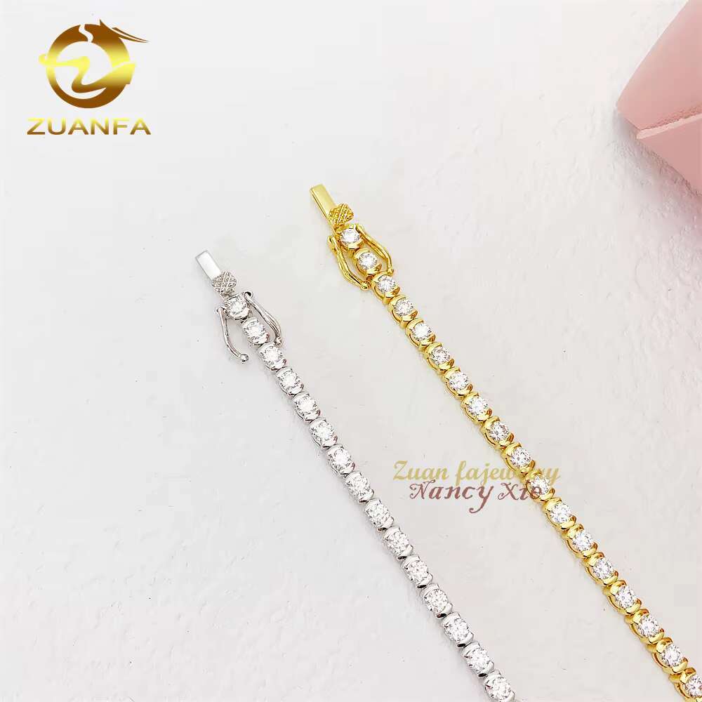 Moissanite Iced Out Jewelry 925 Sterling Silver Diamond Gemstone Bracelet Custom Moissanite Charm Tennis Bracelet Women