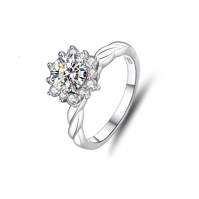 Fine Jewelry Manufacturer 1 Ct Rhodium Plated Filled 925 Sterling Silver Jewelry Engagement Wedding Moissanite Ring for Women