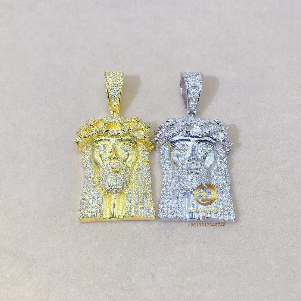 Zuanfa Factory Direct 925 Silver Jesus Head Hiphop Custom Moissanite Pendant Pave Diamond Stone Pendants