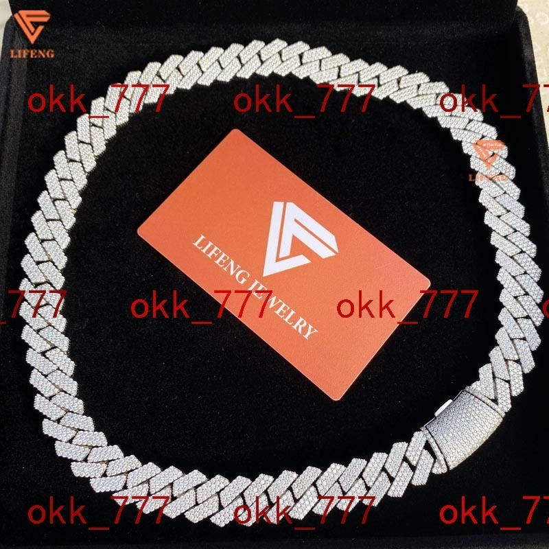 Miami Custom Luxury 15mm VVS Moissanite Necklace 925 Silver Cuban Chain Link 18k White Gold Plated Hip Hop Style Ice Diamond