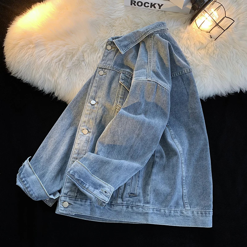 fashion washed denim jacket mens loose autumn winter arrival street retro 250401