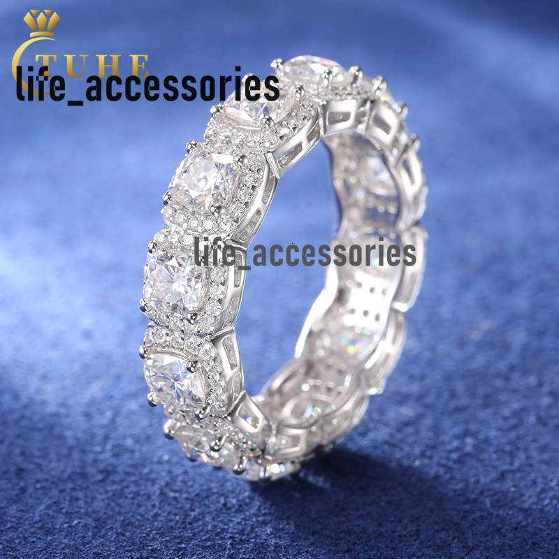 New Style Engagement Gift 925 Silver Rust Proof 6.5mm Vvs1 D Color Moissanite Hip Hop Bling Jewelry Rings With Gra Certified