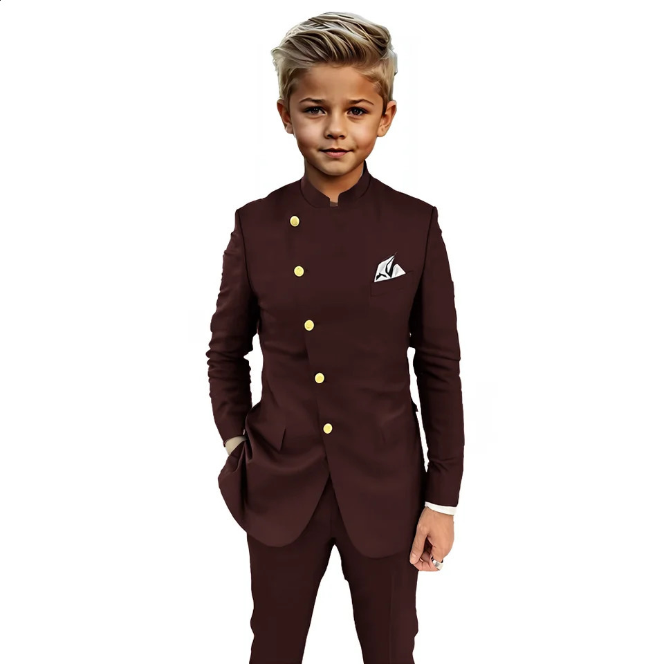African Style Suit for Kids Classic Boys Suit Wedding Tuxedo 2-piece Set Long Blazer Pants Custom Clothes for Boy 250410