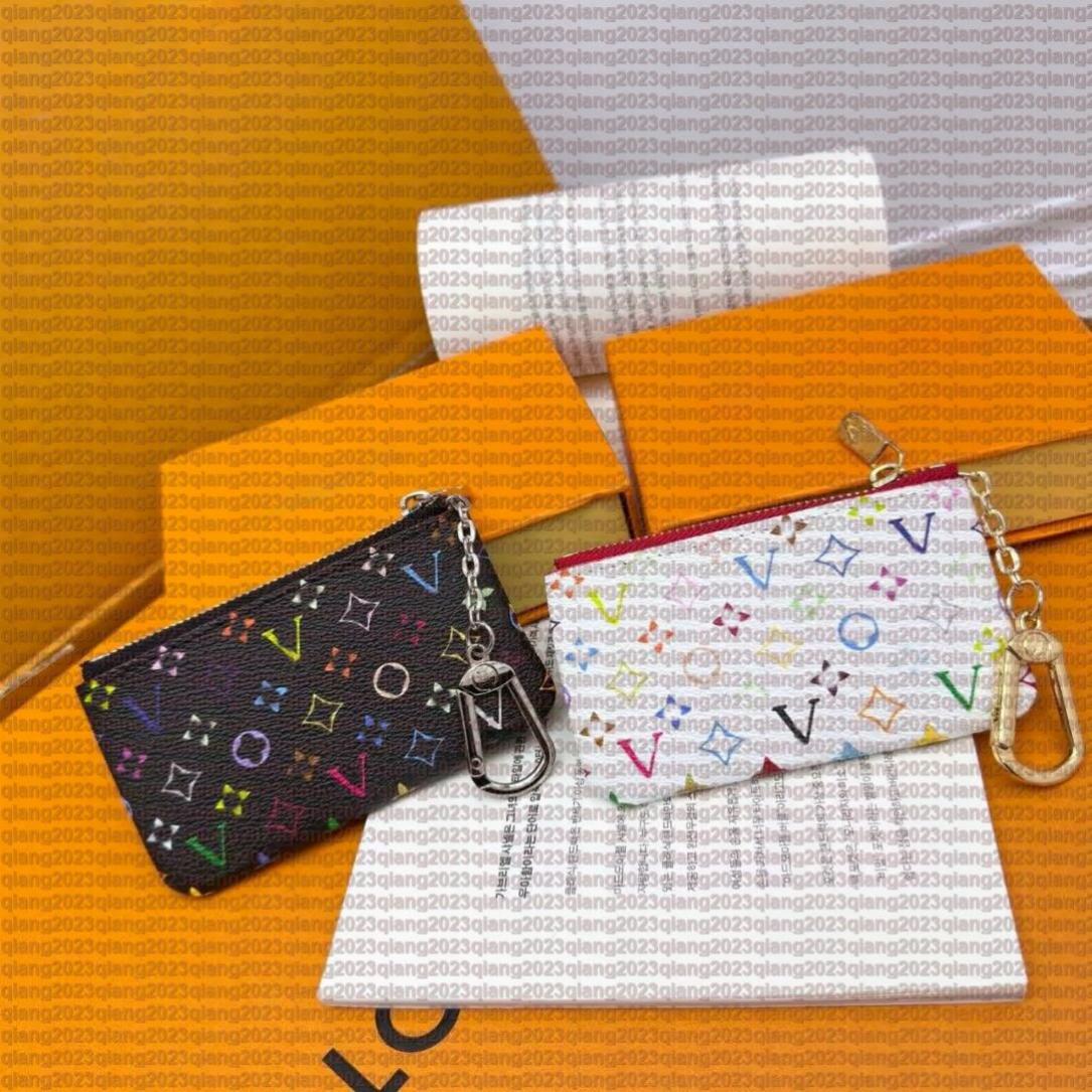 multicolor Pouch Key Man Women Trendy keychain Small Wallet key ring Designer Colorful wallet Zipper coin purse With box