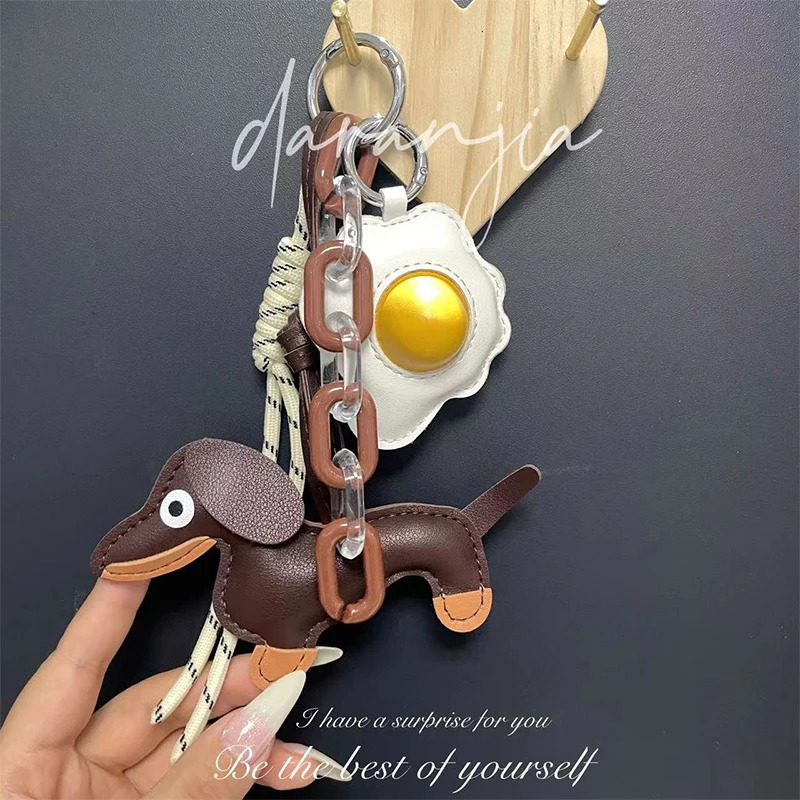 Poached Egg Bag Pendant Dachshund Diy Cotton-filled Exquisite Fried Egg Keychain Niche Cute Mini Egg Pendant Ruths Same 251110