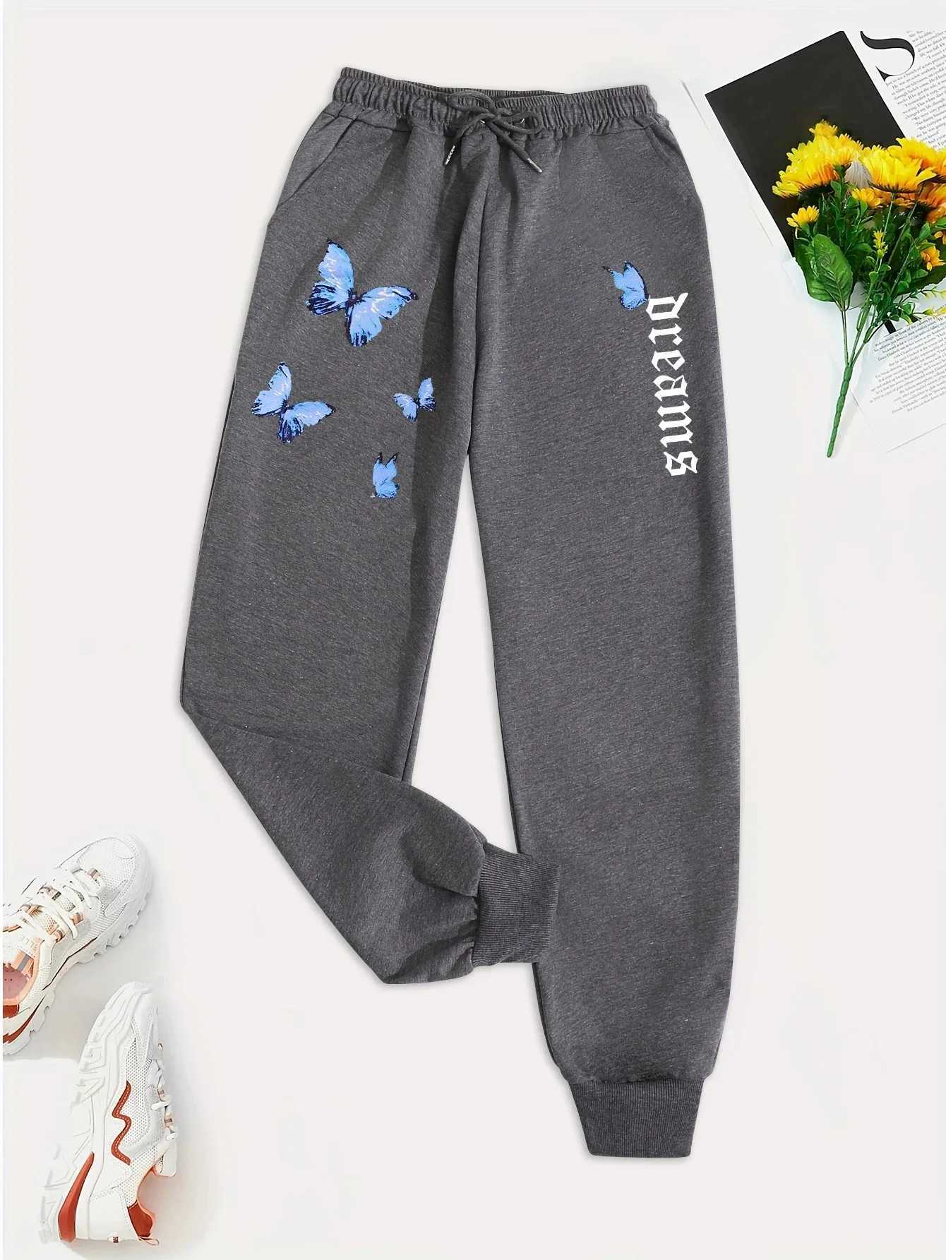 Fashion Trend Street Sports Pants New Style Dream Beautiful Butterfly Pattern Printed Couple Casual Trouser Version S-3XLXJ250410