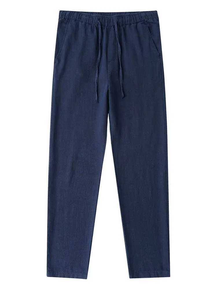 Casual straight cotton linen pants mens wide leg lightweight pocket cotton sports pants mens walking and jogging work clothesXJ250410