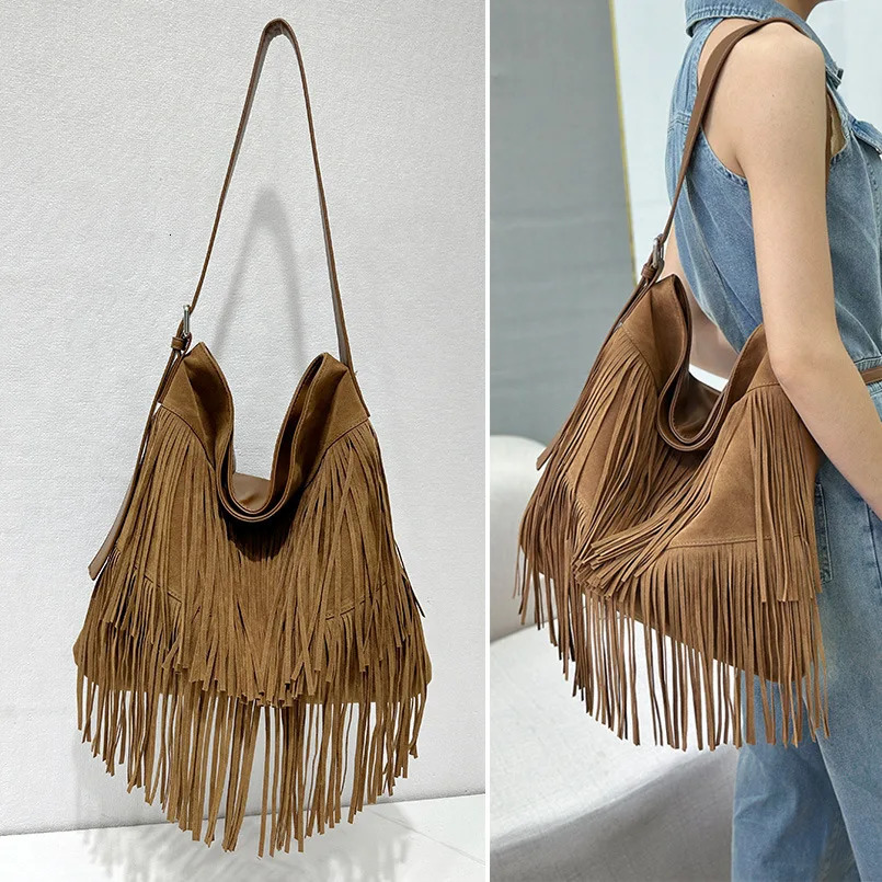 Tassel Hobo Bags Large Handbags Fringe Double sided velvet messenger Bag er Shoulder Bags Women Big Causal Handbag 251110
