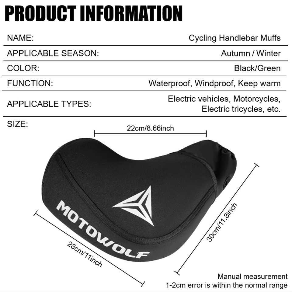 Motorcycle Handlebar Muffs Guantes Protective Motorcycle Scooter Thick Warm Grip Handle cover Rainproof Winter Warmer Gloves S25118