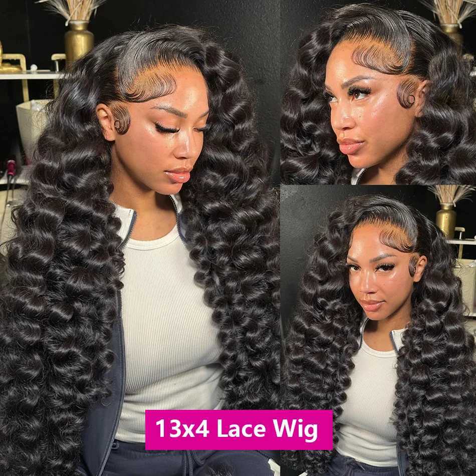 Loose Wave wig Lace Front Human Hair Wig 30 40 Inches Brazilian Water Deep Wave 13x4 HD Lace Frontal Wig Curly Wigs For WomenT251111