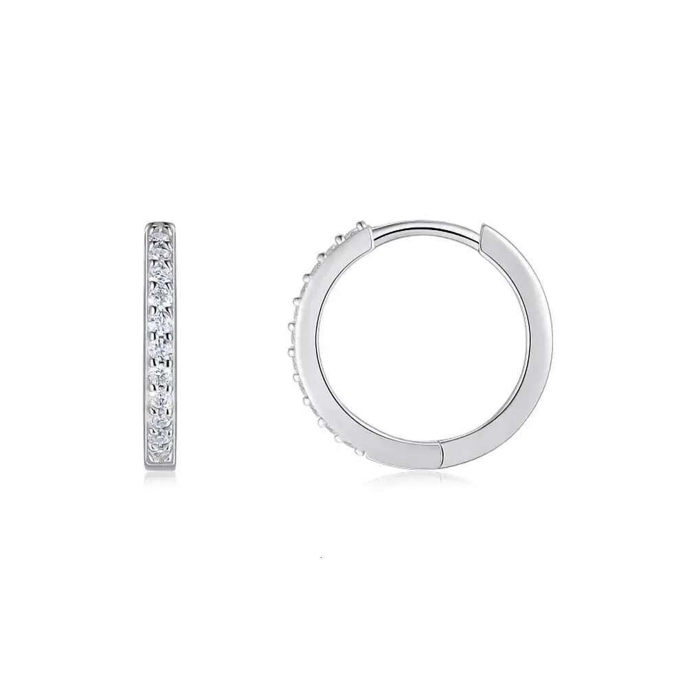 1.5mm D Color VVS1 Moissanite Hoop Earrings 925 Sterling Silver Fine Women Jewelry Lab Diamond Circle Huggie Earrings Pass Test