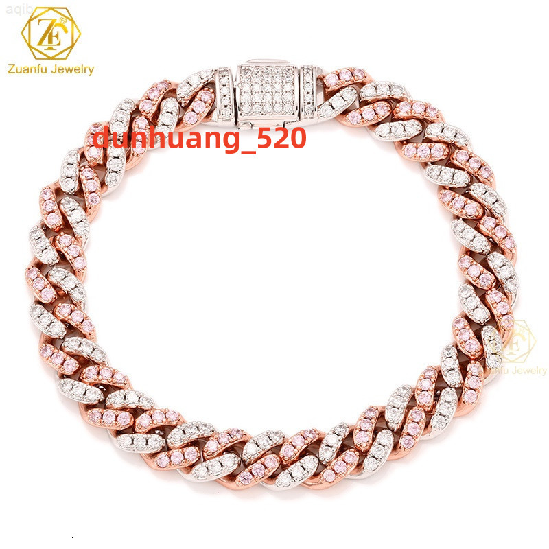 8mm 10mm 12mm Hip Hop Men Necklace 925sterling Silver Vvs Moissanite Cuban Link Chain Iced Out Cuban Miami Link Moissanite Chain