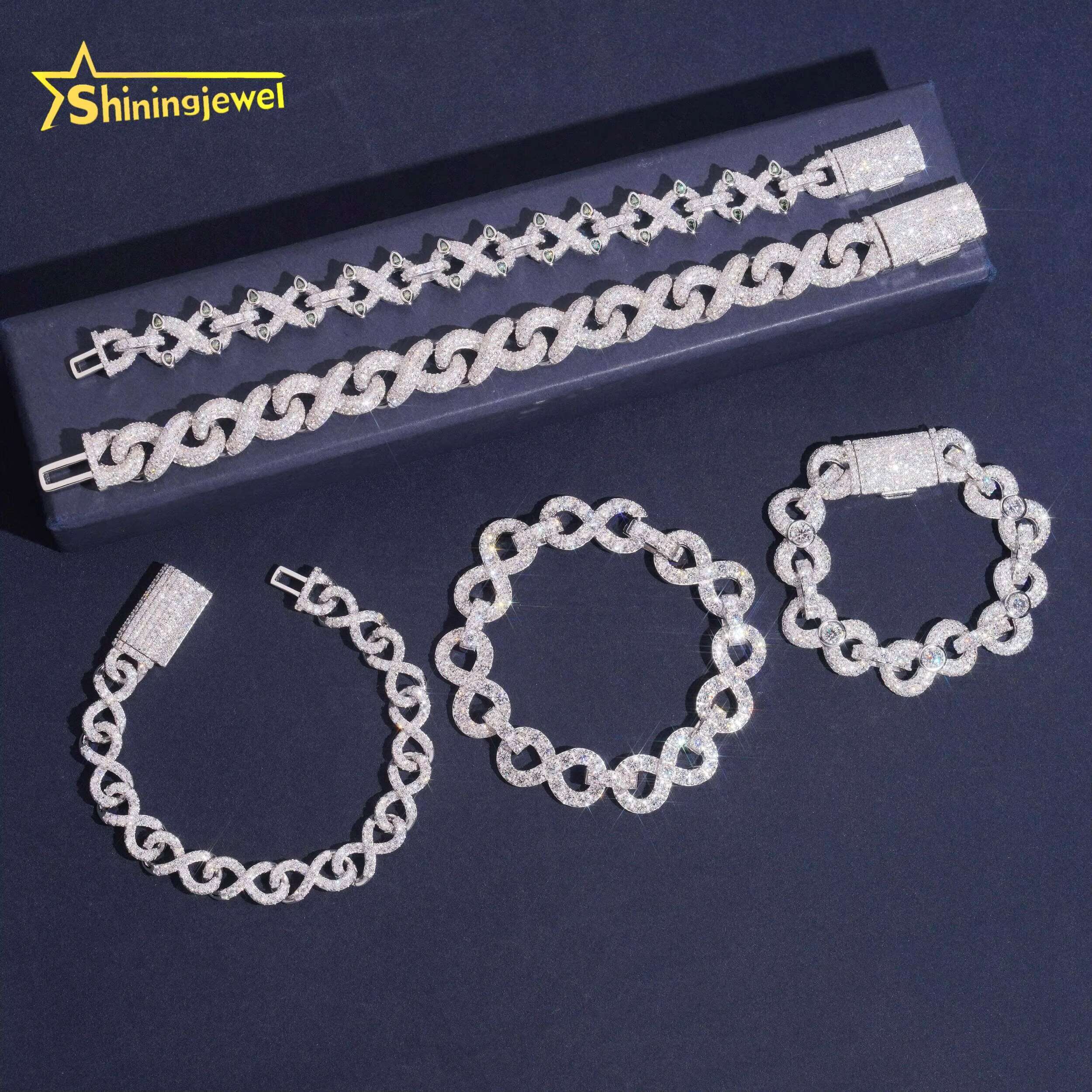 Infinity Collection Cuban Bracelet Sterling Silver S925 Pass Diamond Tester Luxury Cuban Link Chain Moissanite Hip Hop Jewelry