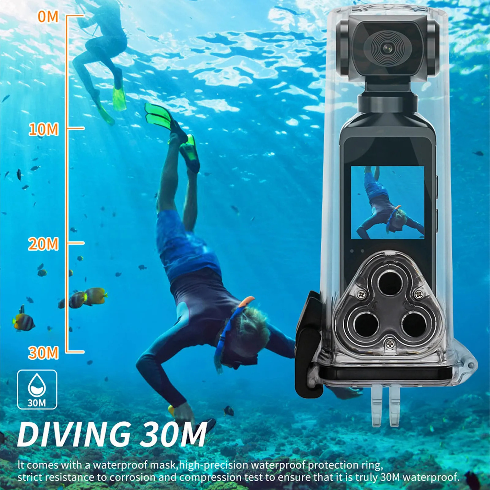 Pocket sized camera 4K HD 270 ° rotation anti shake WiFi with microphone clip used for outdoor riding diving shooting 250408