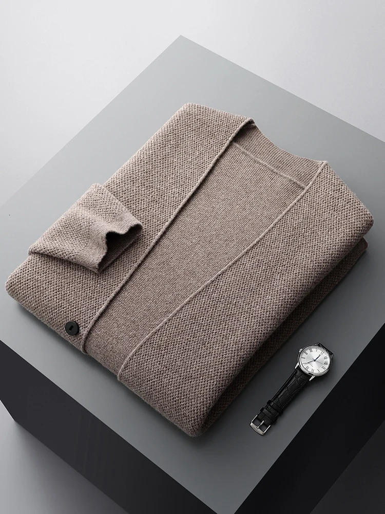 High Quality Men 100 Merino Wool Sweater Autumn Winter Knitted Cardigan Jacket Casual Soft Warm Coats Classy Man Top Clothes 251030