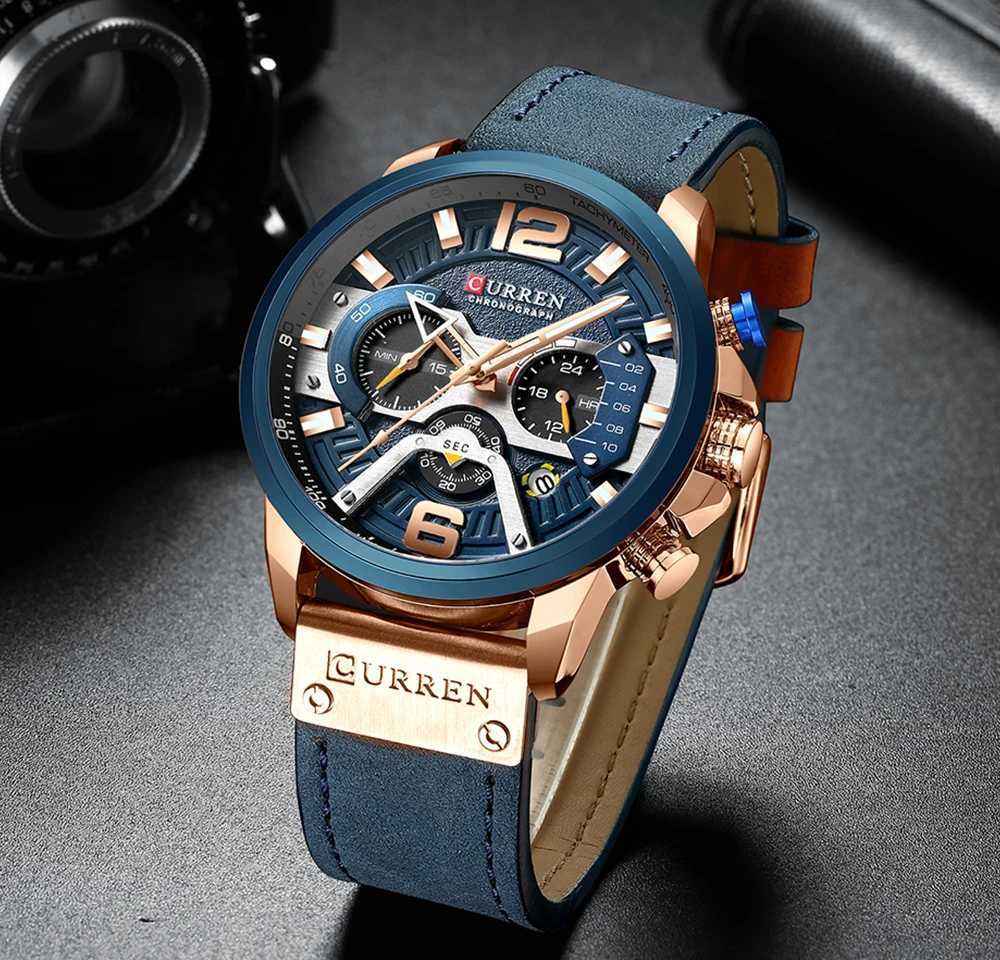 Relogio Masculino 2021 Mens Top Luxury Mens Military Sports Wrist Leather Quartz erkek saat Curren 8329 W250410