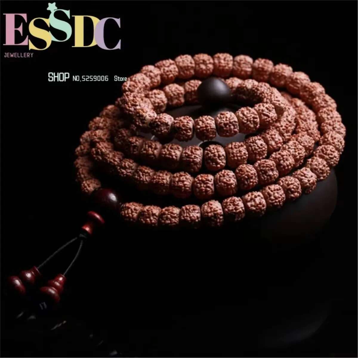 High Quality Natural Five-petal Tibetan 108 Rudraksha Beads Mala Lobular Red Sandalwood Triplet Buddhist Jewelry Yoga Bracelet
