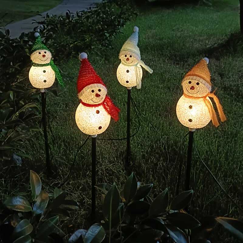 Christmas Christmas Decorations Light Solar Light Snowman Christmas Outdoor Solar Powered Stakes Lights For Corridor Patio Lawn Decoration Y251111