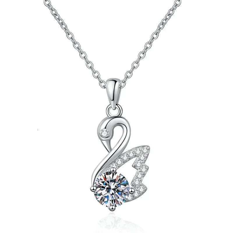 S Sterg Sier Pendant 1 CT Moissanite Swan D Colour Moissan Dia Necklace Women
