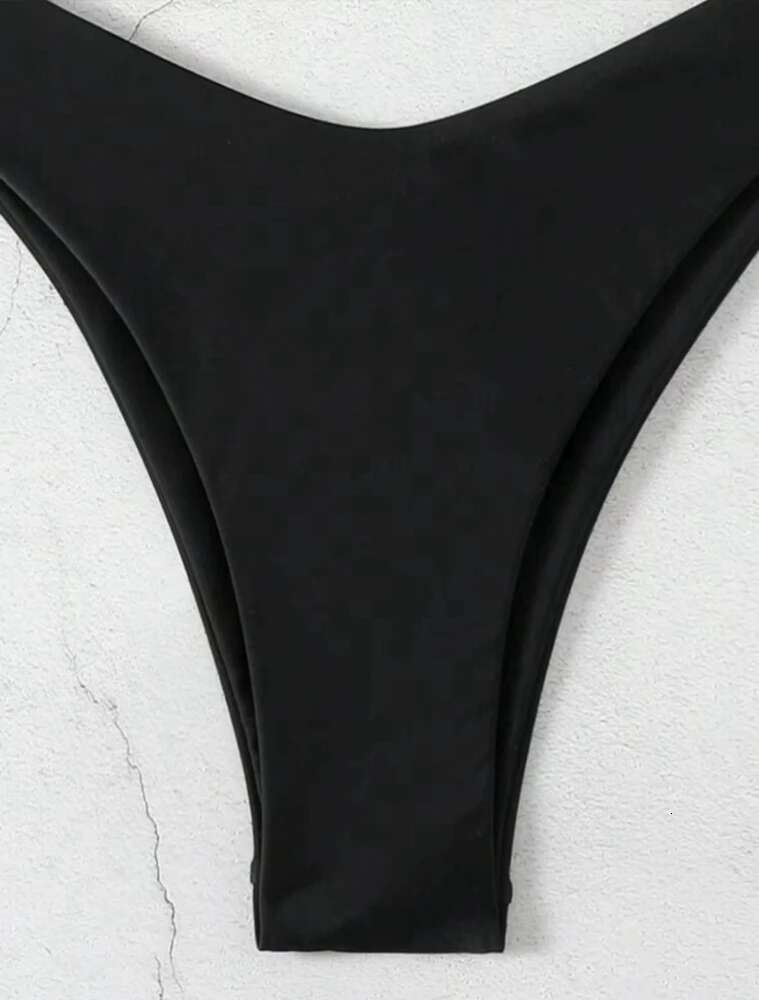 2025 New Set Women Sexy Simple Solid White/Black/Coffee Halter Bikini Swimsuit Lace Up Brazilian Beach Bathing Suit