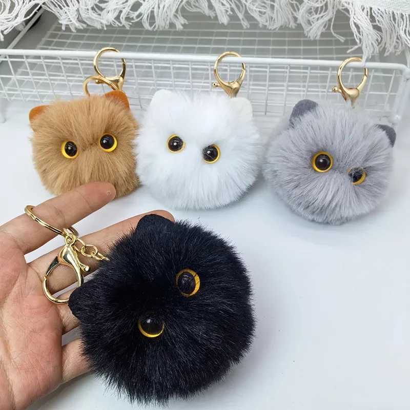 Cute plush cat keychain stuffed toy big eyed cat doll keychain womens handbag decoration gift W250411