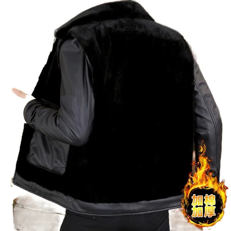 Winter Leather and Fur Integrated Jacket Men Thickened and Warm Faux Fur Jacket Casual Business Social Overcoat Men Clothing 251110