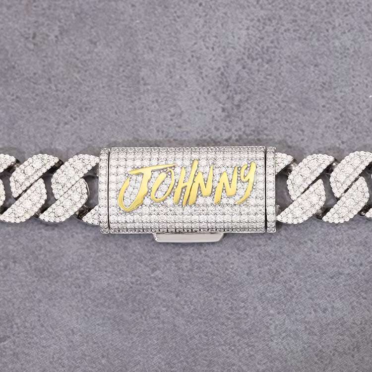 Fine Hip Hop Jewelry 15mm Width 925 Solid Silver GRA Certificate D Color VVS Moissanite Cuban Link Chain