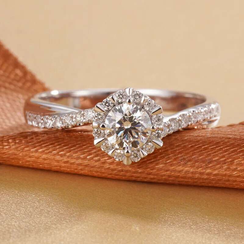 1ct 100% Moissanite Diamond Womens Adjustable Ring S925 Sterling Silver Wedding Jewelry Resizable Ring for Women