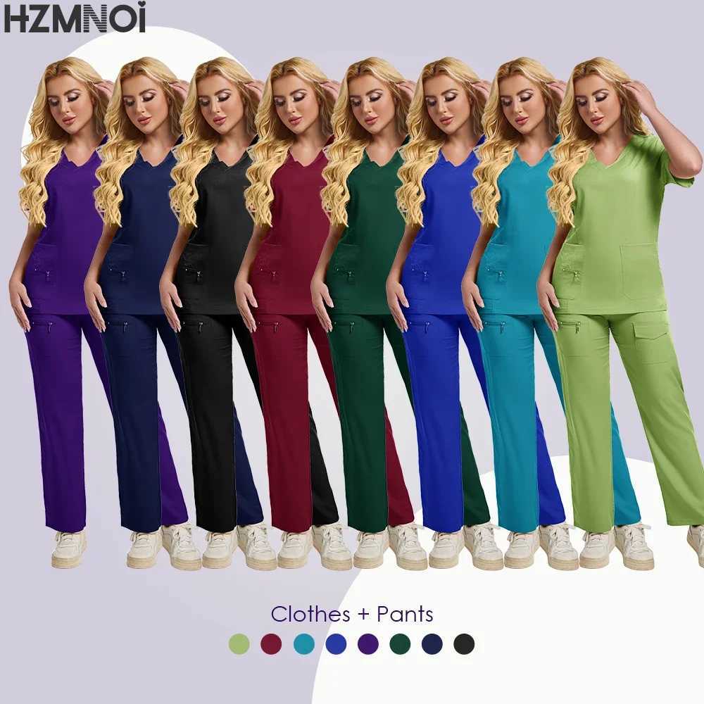 Multi color medical uniform female hospital surgical nurse Scrubs set nurse accessories dental clinic beauty Sn soft work clothes X250410