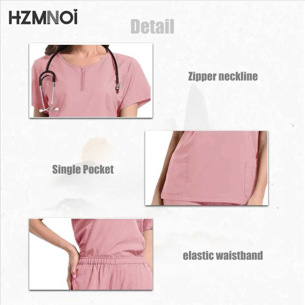 Nursing Uniform High Quty Solid Color Medical Doctor Workwear Pet Hospital Veterinary Non-sticky Hair Scrub Work Suit X250410
