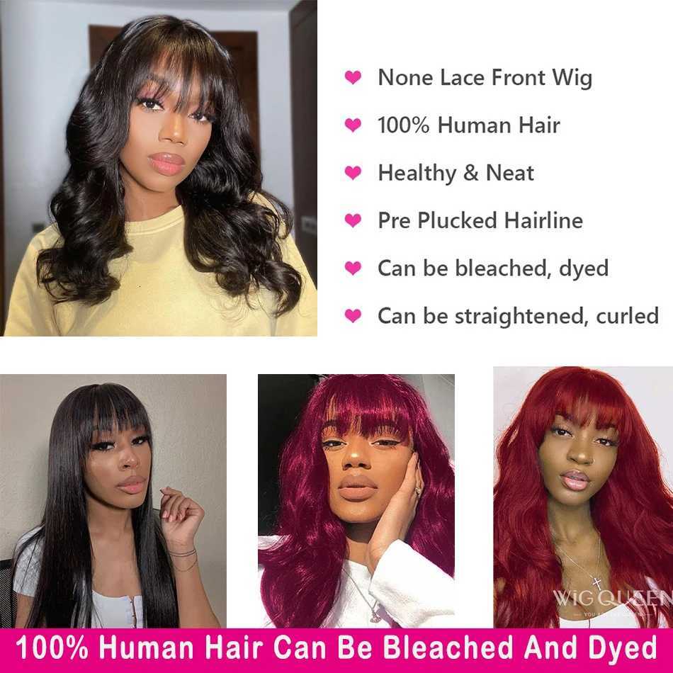 Body Wave Human Hair Wigs with Bangs 3X1 Middle Part Lace Wig Pre Plucked Body Wave Glueless Wig Machine Made Wigs For WomenT251111
