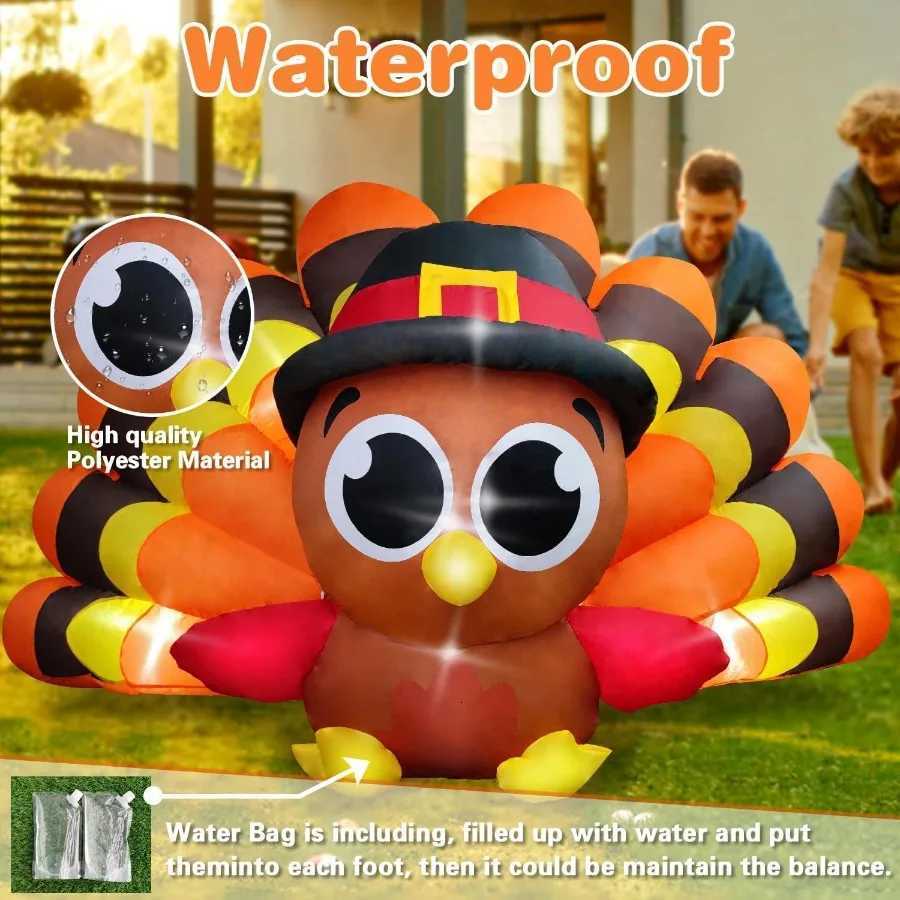 Christmas 8FT Fall Inflatable Turkey with Builtin LED Lights and Big Tail for Outdoor Lawn Yard Decoration Perfect Thanksgiving Outdoor I Y251111