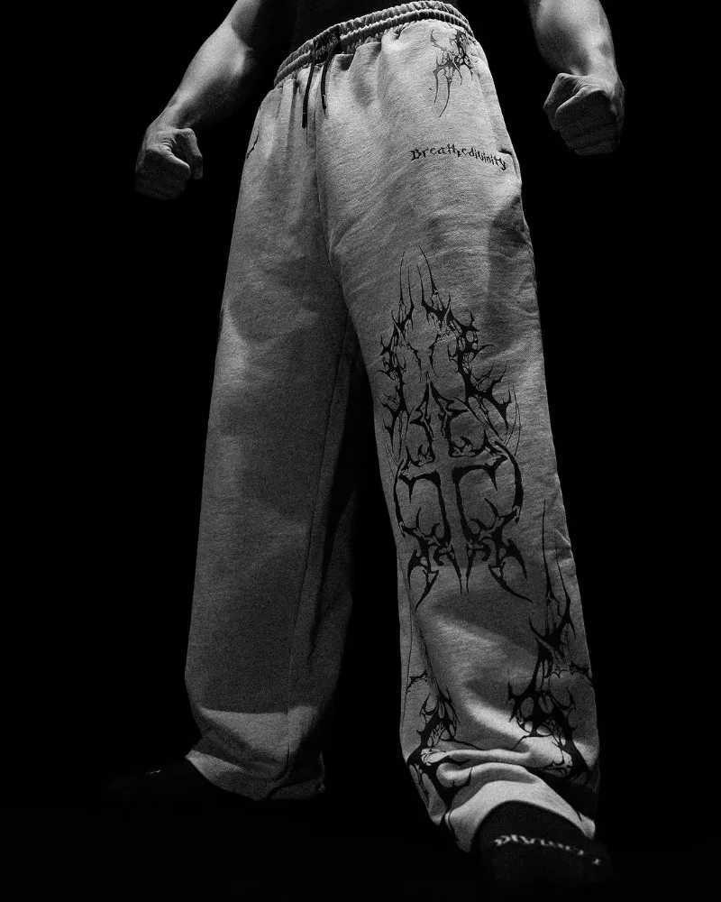 2025 Gothic Harajuku Y2K streetwear mens hip-hop punk retro graphic sports pants street fashion casual straight pantsXJ250410