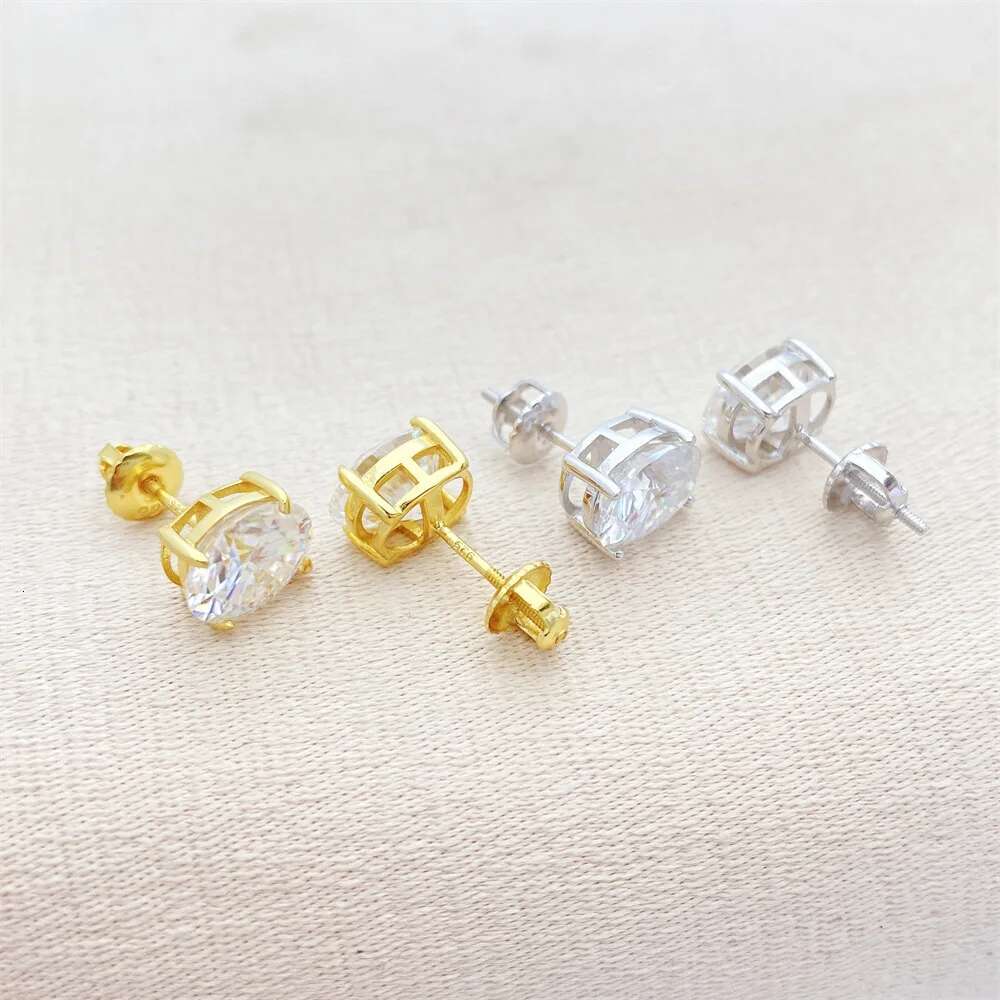 Oval Moissanite Shaped Diamond Stud Earings D Color Womens Earrings Original 925 Silver Top Quality for Women Gift