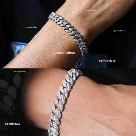 Hip-Hop 12mm Sterg Sier Bracelet Ice Out Moissanite Dia Cuban k Chain Necklace For Men