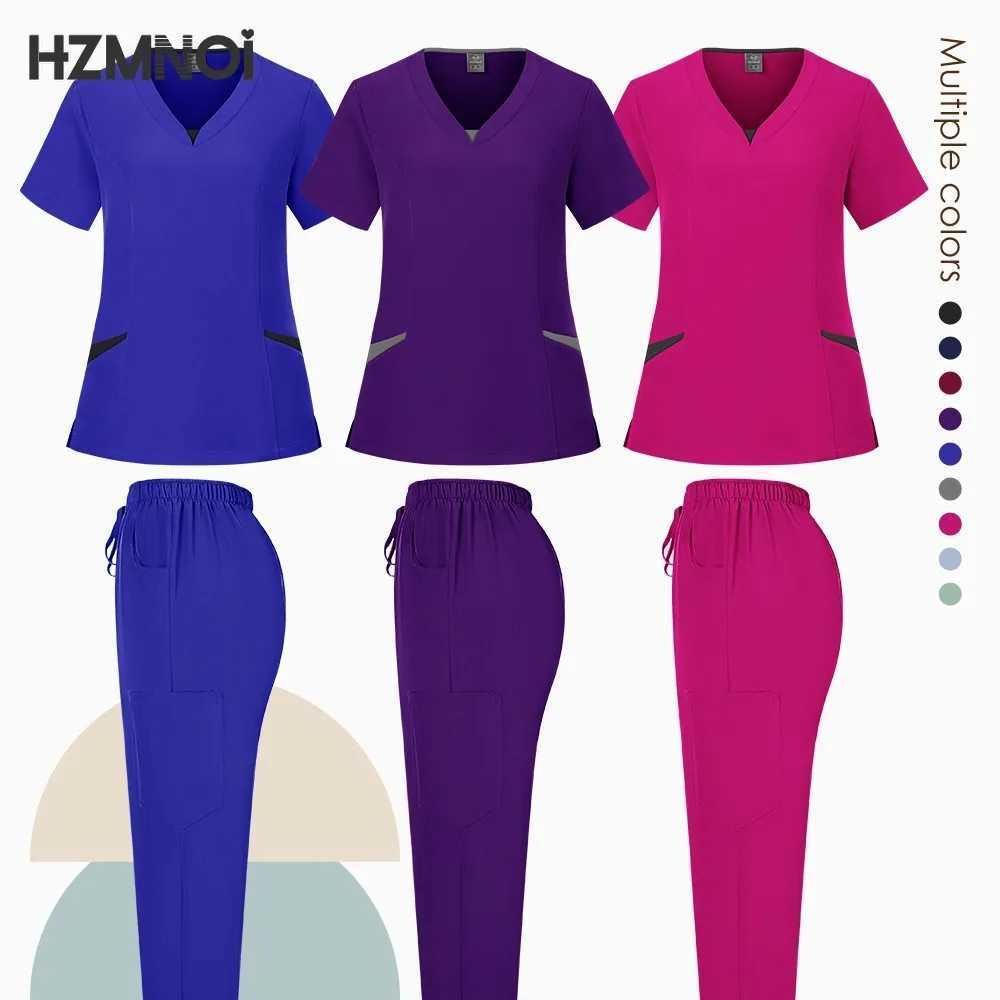 Multicolor Scrub Uniform Short Slve Top Pants Care Uniform Womens Pet Shop Doctor Scrub Medical Surgery Overalls Scrub Set X250410