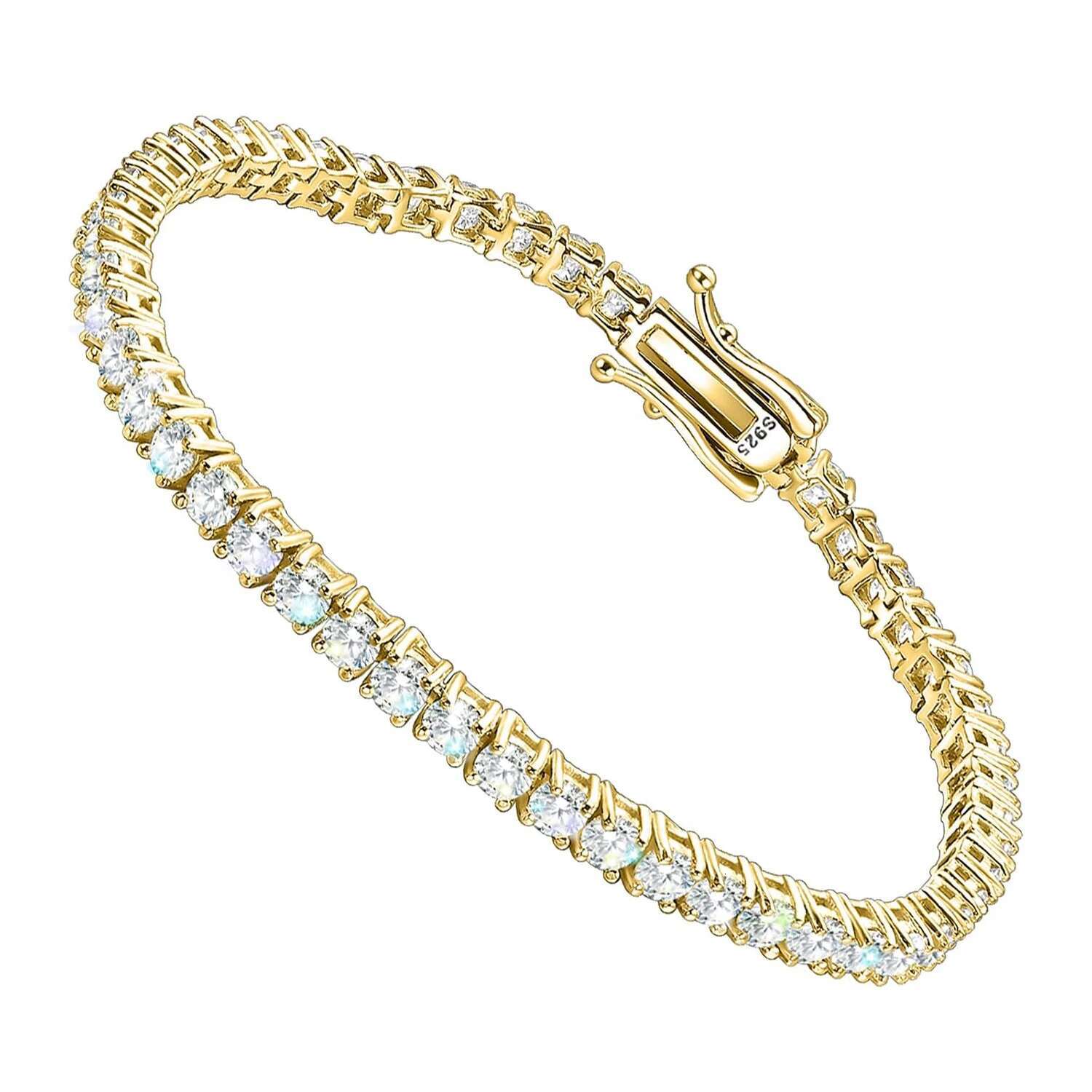 Gold Tennis Bracelet for Women and Men 3MM Moissnaite Laboratory Diamond S925 Silver Wedding Jewelry GRA Certificate