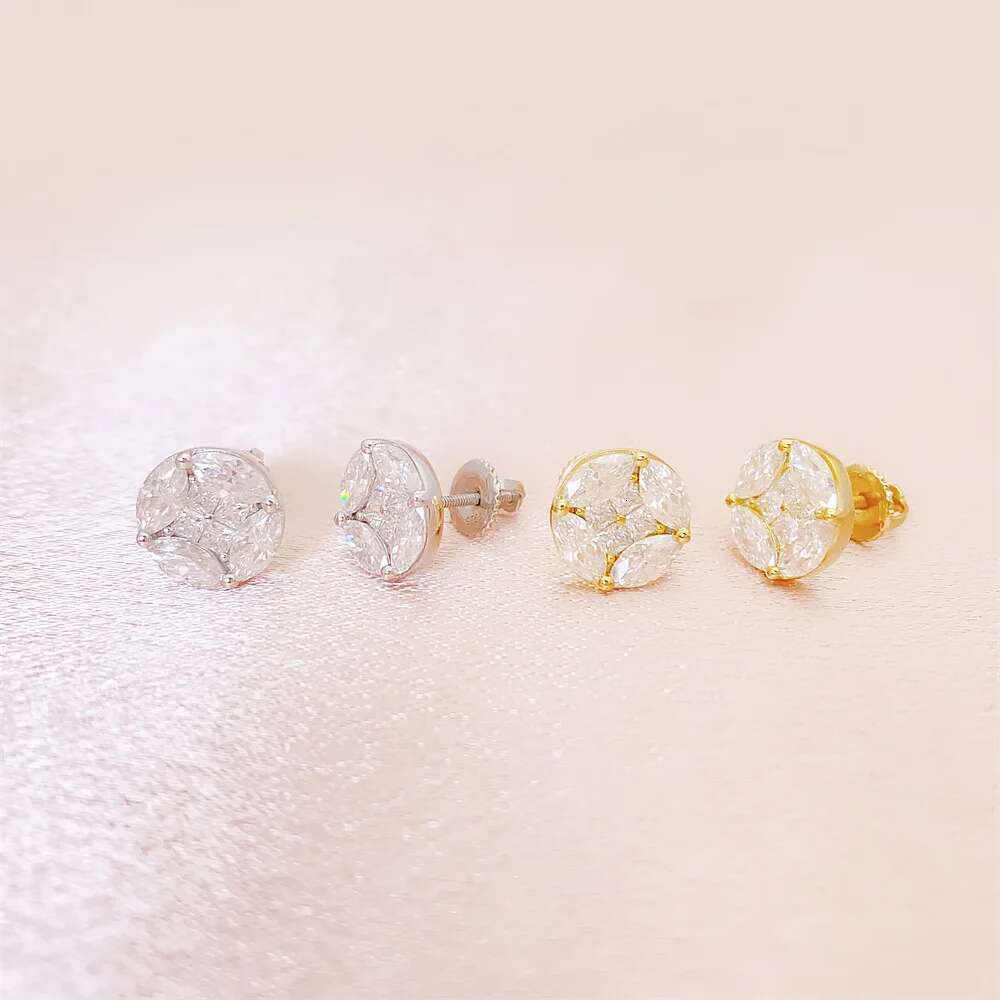 Full Moissanite Diamond Womens Earrings Princess Marquise D Color VVS S925 Sliver Hip Hop Top Quality Earrings for Women Men