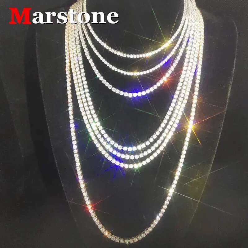 0.3-0.5ct D Color Moissanite Tennis HipHop Bracelet Necklace S925 Silver White Gold Bracelets Fine Jewerly for Women Man
