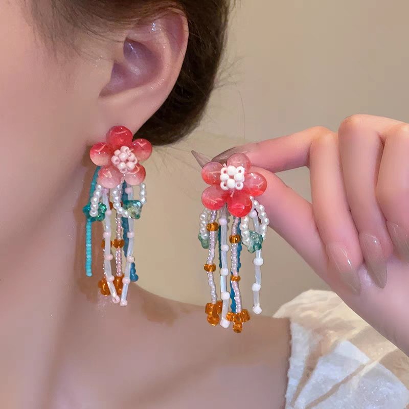 Elegant Two-Tone Floral Pendant Earrings Stylish Gift Idea for Her
