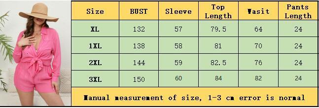Large size women's vacation solid color shirt two-piece set, casual loose shorts, fat mm internet celebrity set