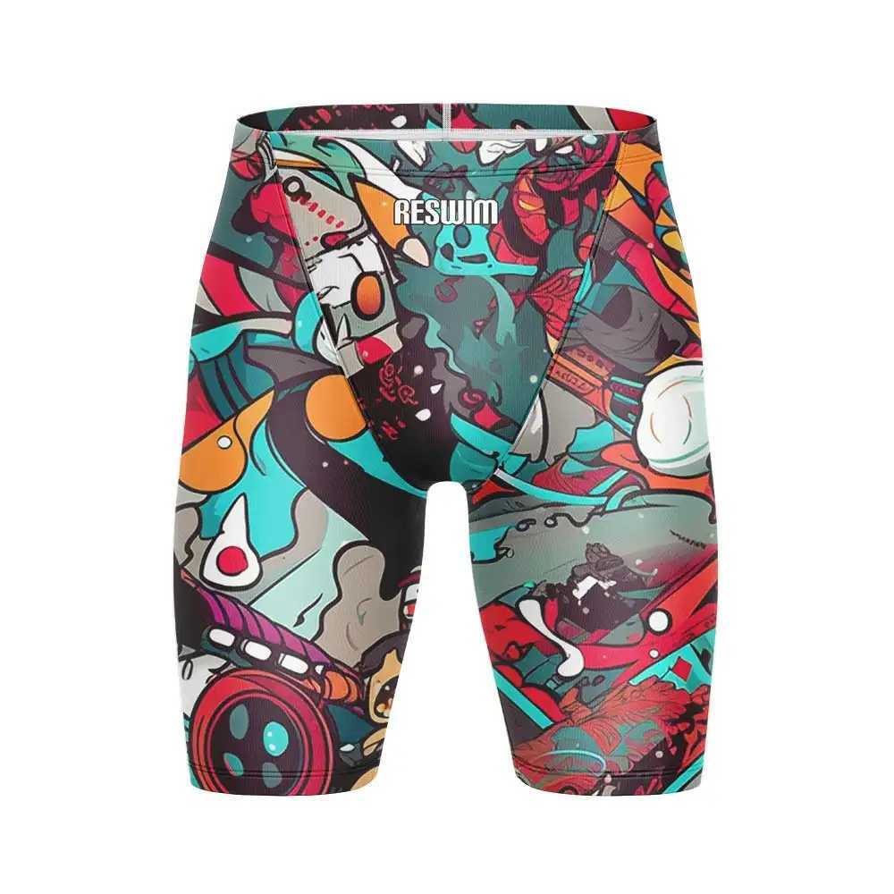 Mens Swimming Jammer Swimsuit Short Endurance Exercise Training Tight Shorts Beach UV Swimsuit Swimming Pants Gym Surfing PantsW250410