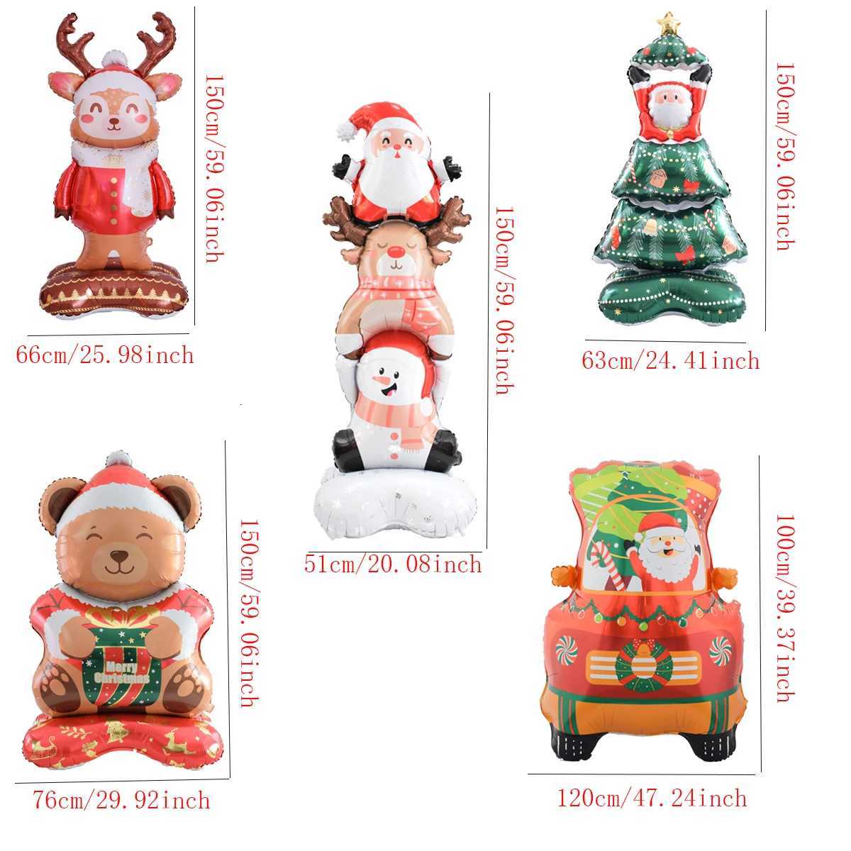 Christmas 1set Giant Stand Pedestal Christmas Theme Foil Balloons Halloween Snowman Santa Claus Tree Elk Balloon Christmas Decorations Y251111
