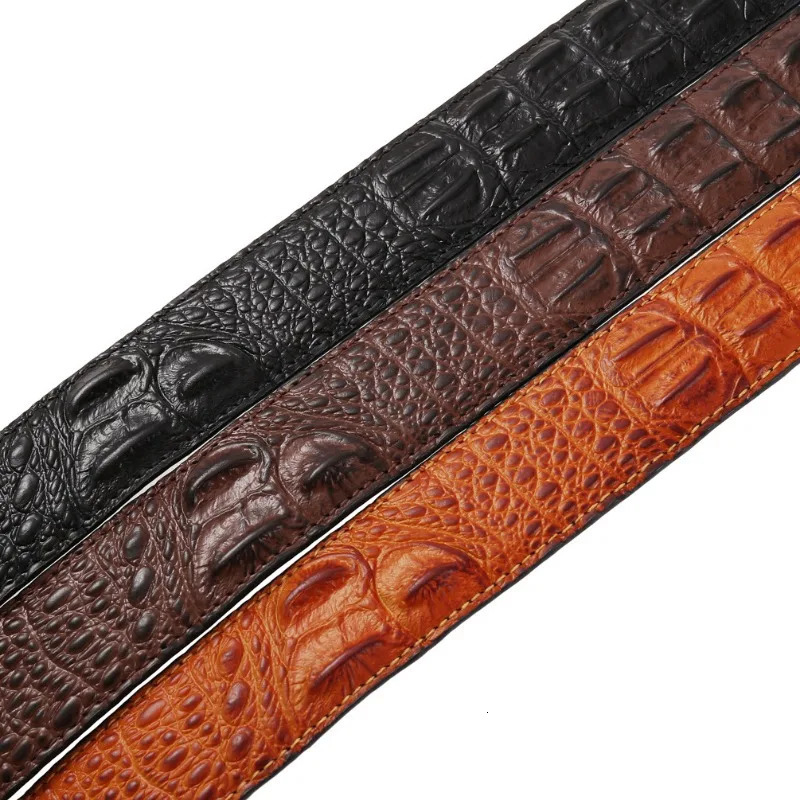 High Quality Three Bone Pattern Cowhide Belt Strip Automatic Belt Body Width 35CM 251031