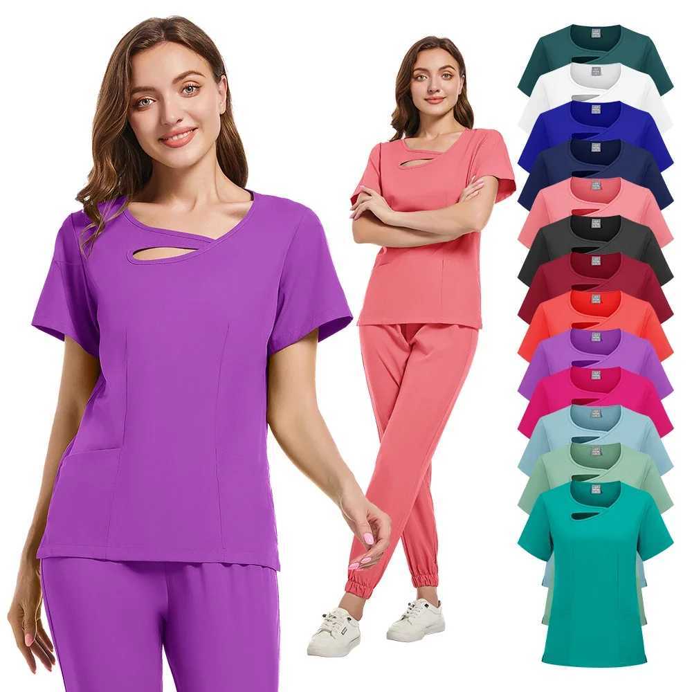 Multi color clinical washer set beauty laboratory workwear pocket medical nurse nursing uniform veterinary workwear X250410