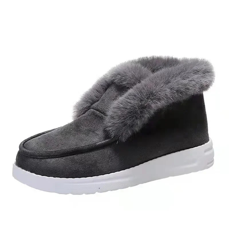 Ladies Slip on Comfortable Ankle Boots Women Winter Warm Plush Fur Snow Boots Suede ShoesFemale Footwear Botas Femininas 251111