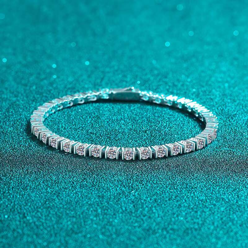 Wholesale VVS 3mm Moissanite Iced Out Tennis Bracelet 925 Sterling Silver Sparkling Moissanite Tennis Bracelet for Women