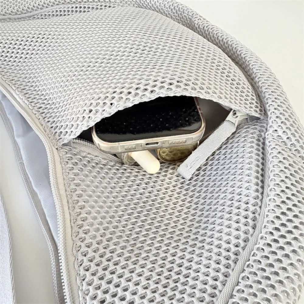 Casual Korean Style Nylon Mesh Crossbody Bag Handbag Adjustable Dumpling Bag Fashionable Solid Color Shoulder Bag StudentT251110