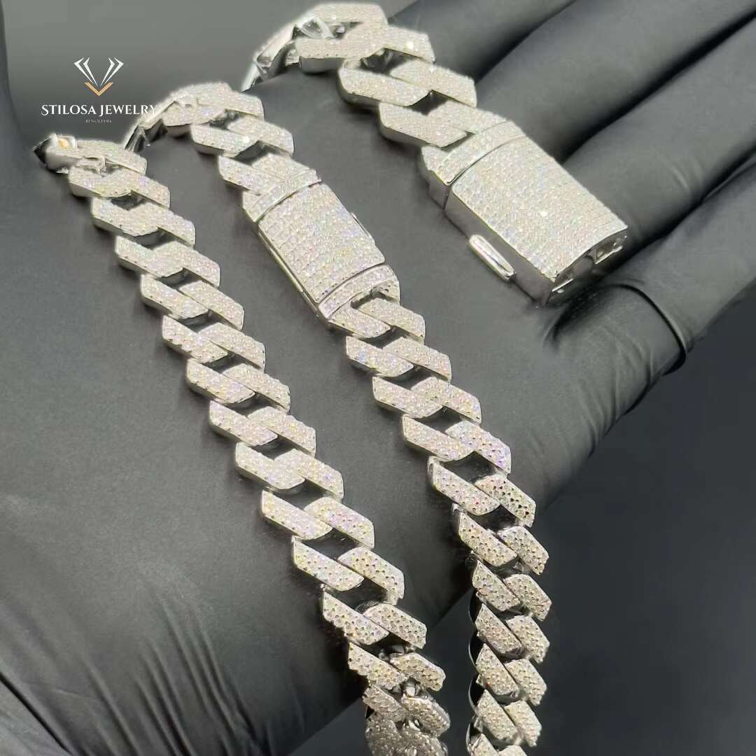 12mm Moissanite Necklace Custom Size 16 18 20 22 24 Inch Hip Hop Jewelry Iced Out Miami Cuban Chain 925 Silver Necklace